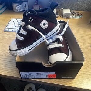 Converse Kids' Black and Dark Brown Sneakers
